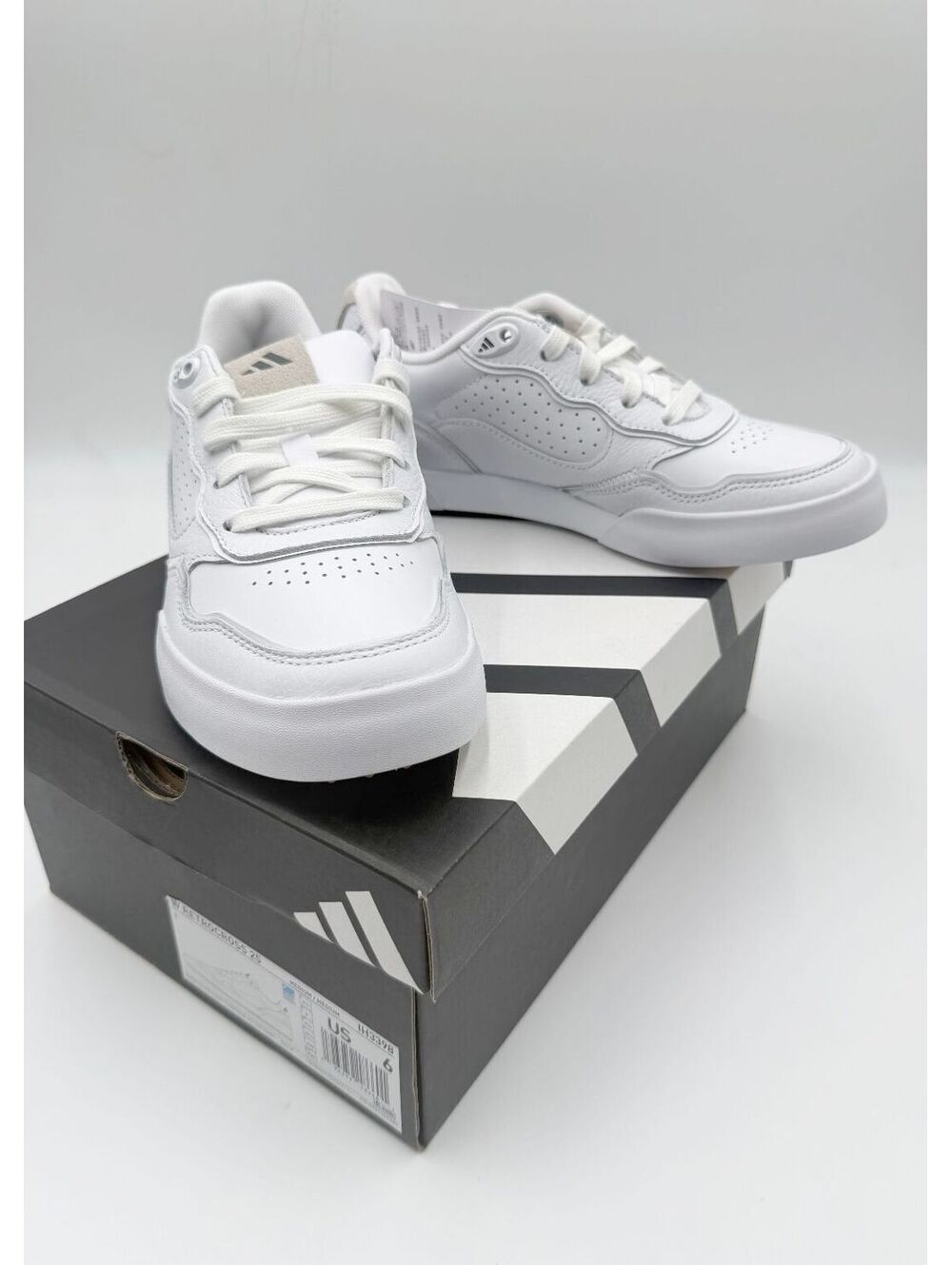 adidas Retrocross 25 Spikeless Golf Shoes White Grey Lace Up Sneakers Size 6 NEW